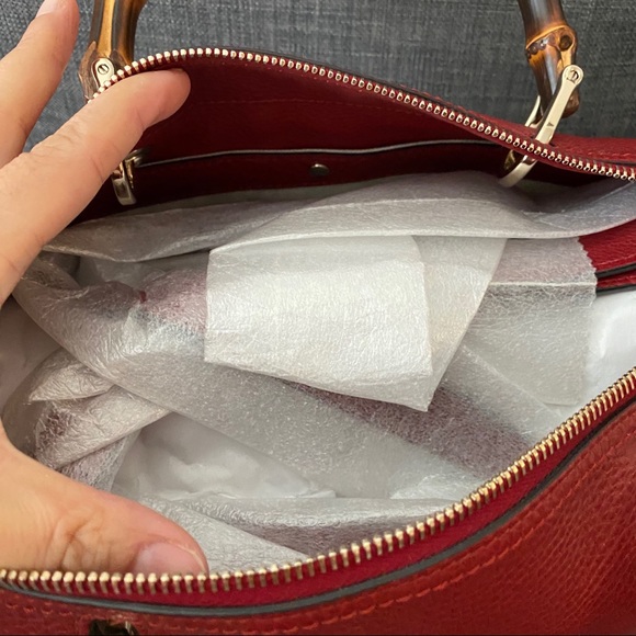 Gucci satchel handbag NWT bamboo Boston Bag leather - Picture 5 of 9